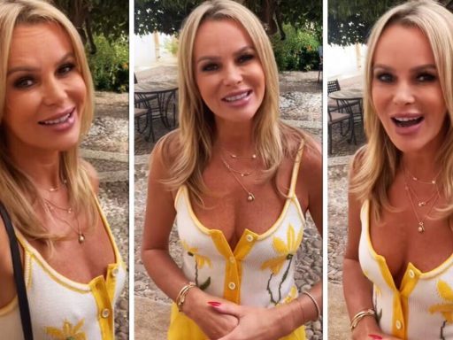Amanda Holden, 51, showcases hint of cleavage as she goes braless in unbutt...