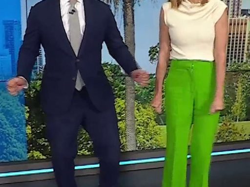 Today show hosts Karl Stefanovic and Allison Langdon showed off their daggy dance moves during a commercial break on Wednesday