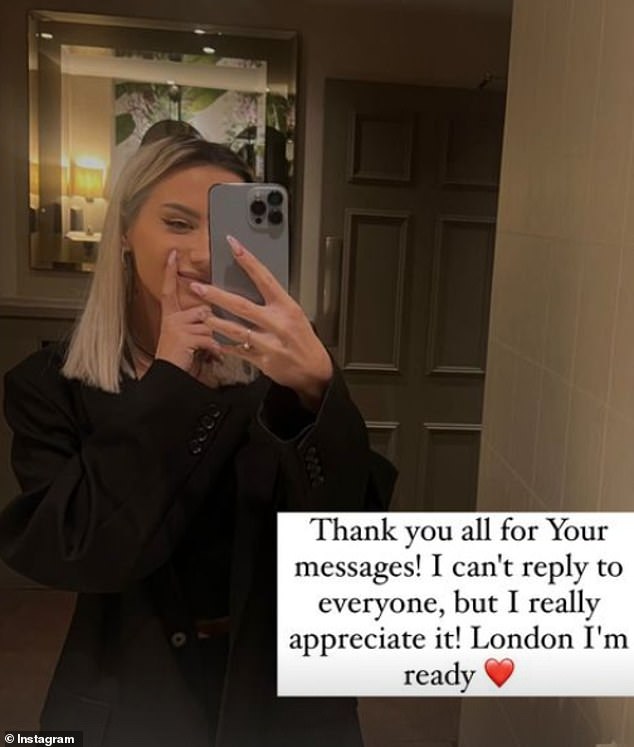 'London, I'm ready': The dancer expressed her joy at a new life in North London on Instagram after the news broke that her partner had signed
